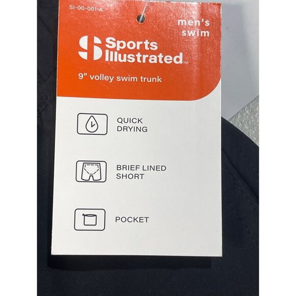 Sports Illustrated Mens 9" Volley Swim Trunk Large Quick Drying Black - Picture 6 of 12